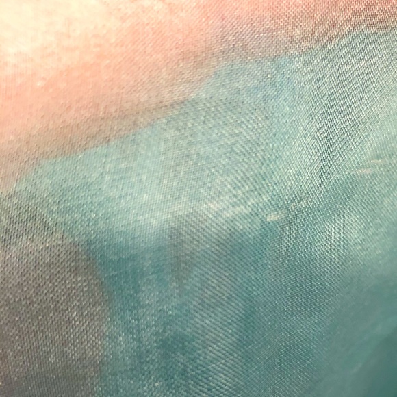 SHAMASK BEADED TURQUIOSE BLUE SILK ORGANZA OPEN JACKET - Picture 6 of 13